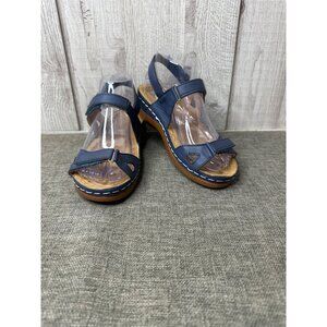 Womens Sz 7 Navy Blue Open Toe Sandals With Adjustable Straps & Cushioned Soles
